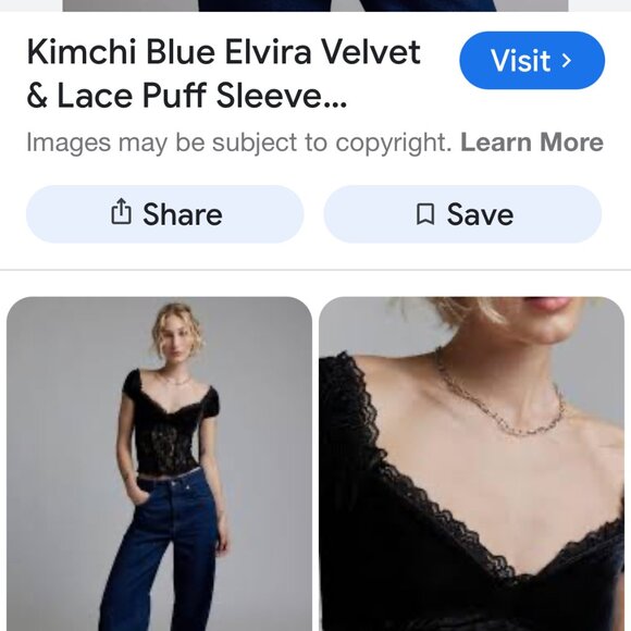 Kimchi Blue Urban Outfitters Velvet & Lace Puff Sleeve Top - Picture 10 of 11